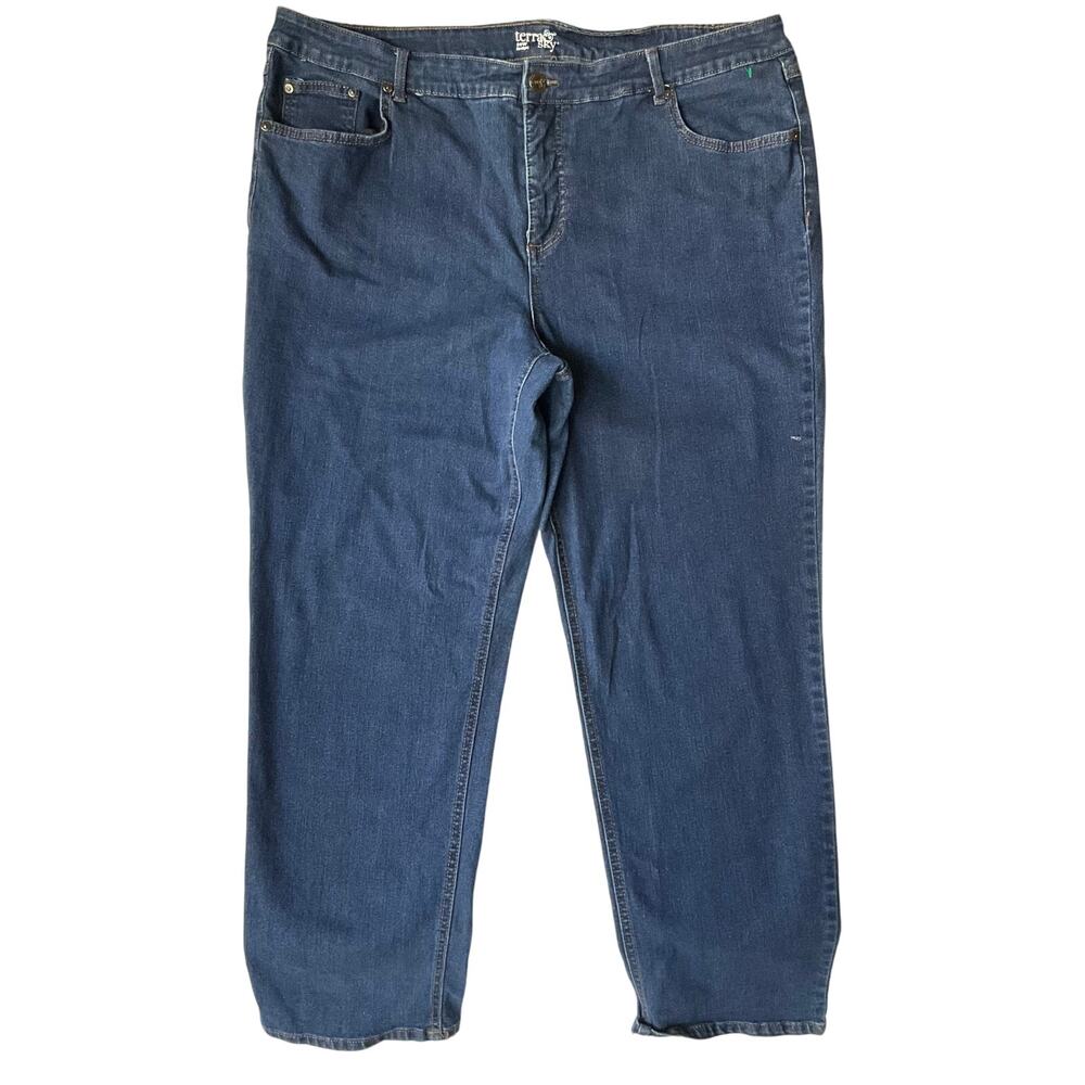 Terra & Sky Women Denim Straight Leg Jeans Size 20W, Blue
